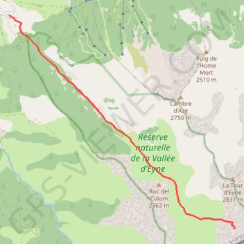 Itinéraire Vallée d'Eyne - col de Nuria - Pic d'Eyne, distance, dénivelé, altitude, carte, profil, trace GPS