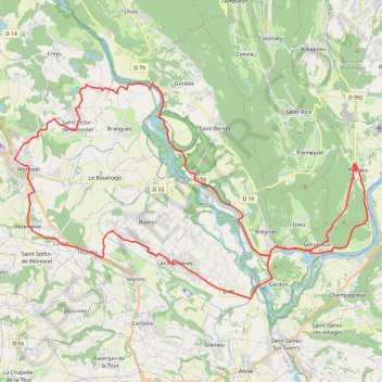 Itinéraire 2024-07-20 VTC_Peyrieu Morestel, distance, dénivelé, altitude, carte, profil, trace GPS