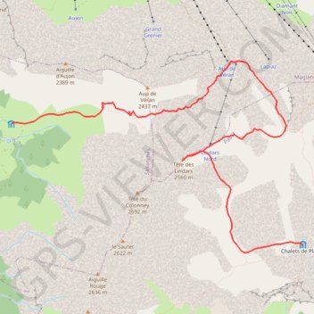 Itinéraire Du refuge de Véran aux chalets de Platé par la cheminée de Monthieu, distance, dénivelé, altitude, carte, profil, trace GPS
