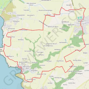Itinéraire Pays d'Iroise, distance, dénivelé, altitude, carte, profil, trace GPS