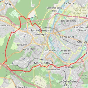 Itinéraire Forêt de Marly, distance, dénivelé, altitude, carte, profil, trace GPS