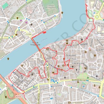 Itinéraire Visite Arles, distance, dénivelé, altitude, carte, profil, trace GPS