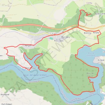 Itinéraire Bois de Caurel et Lac de Guerlédan, distance, dénivelé, altitude, carte, profil, trace GPS