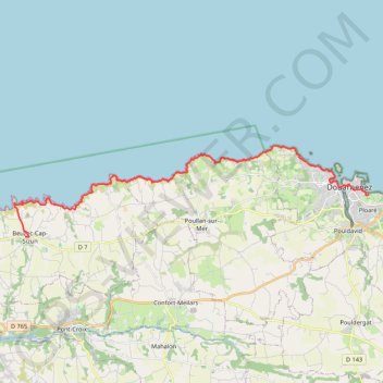 Itinéraire Beuzec-Douarnenez, distance, dénivelé, altitude, carte, profil, trace GPS