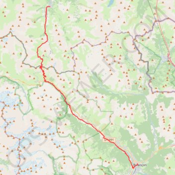 Itinéraire Briançon - Valoire, distance, dénivelé, altitude, carte, profil, trace GPS