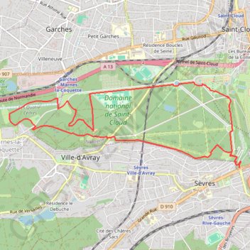 Itinéraire Tour du Domaine National de Saint-Cloud, distance, dénivelé, altitude, carte, profil, trace GPS