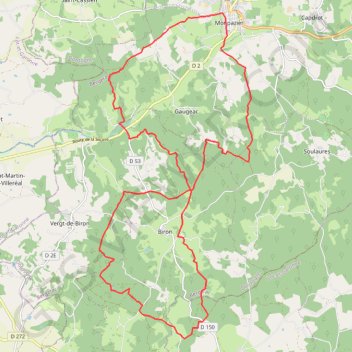 Itinéraire Boucle Biron par la tuque, distance, dénivelé, altitude, carte, profil, trace GPS