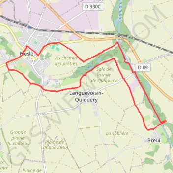Itinéraire Circuit de la fontaine Saint-Quentin - Nesle, distance, dénivelé, altitude, carte, profil, trace GPS