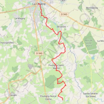 Itinéraire Sur les pas des Maîtres Sonneurs - Pouligny-Notre-Dame (Ligny) - La Châtre, distance, dénivelé, altitude, carte, profil, trace GPS