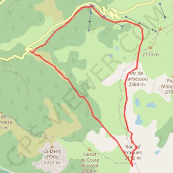 Itinéraire Pic de Tarbésou par la Coume Grande, distance, dénivelé, altitude, carte, profil, trace GPS