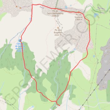 Itinéraire Pic de Saint-Barthélemy et pic de Soularac depuis la route de la carrière, distance, dénivelé, altitude, carte, profil, trace GPS