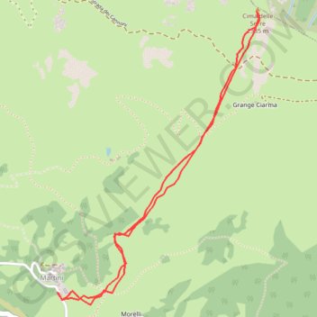 Itinéraire Cima delle Serre, distance, dénivelé, altitude, carte, profil, trace GPS