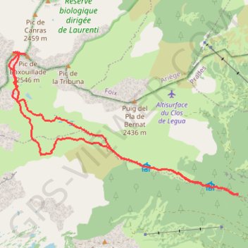 Itinéraire Pic de Baxouillade depuis vallée du Galbe, distance, dénivelé, altitude, carte, profil, trace GPS