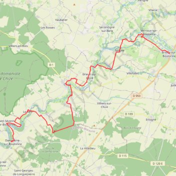 Itinéraire Brioux sur Boutonne vers Dampierre sur Boutonne Rive de Boutonne, distance, dénivelé, altitude, carte, profil, trace GPS