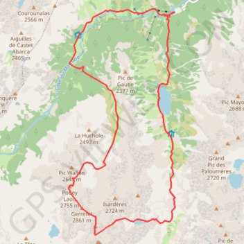 Itinéraire Chabarrou N depuis le Pont d'Espagne, distance, dénivelé, altitude, carte, profil, trace GPS