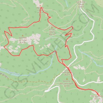 Itinéraire Pic de l'Ours et d'Aurelle, distance, dénivelé, altitude, carte, profil, trace GPS
