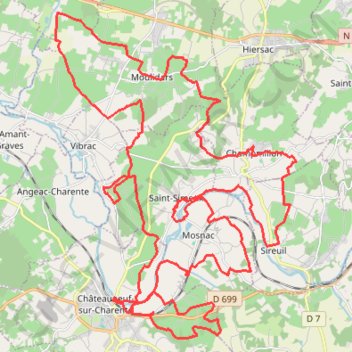 Itinéraire Chateauneuf sur charente, distance, dénivelé, altitude, carte, profil, trace GPS