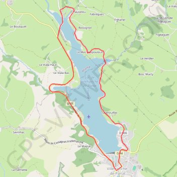Itinéraire Lac de Villefranche de Panat, distance, dénivelé, altitude, carte, profil, trace GPS