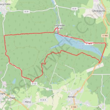 Itinéraire Lac des Vieilles Forges, distance, dénivelé, altitude, carte, profil, trace GPS
