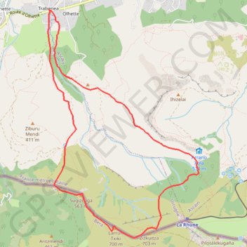 Itinéraire Yasola - Subizia - Petite Rhune depuis Trabenia, distance, dénivelé, altitude, carte, profil, trace GPS