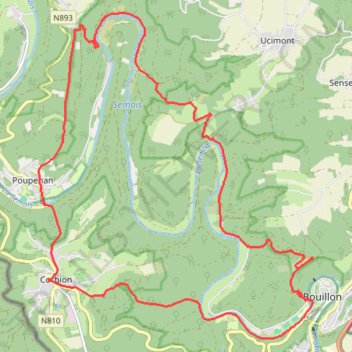 Itinéraire CORBION-BOUILLON-POUPEHAN, distance, dénivelé, altitude, carte, profil, trace GPS