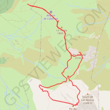 Itinéraire Pic du Cabaliros, distance, dénivelé, altitude, carte, profil, trace GPS
