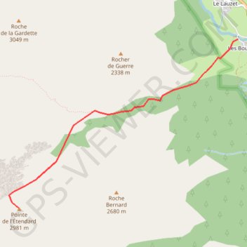 Itinéraire Pointe de l'Étendard, distance, dénivelé, altitude, carte, profil, trace GPS