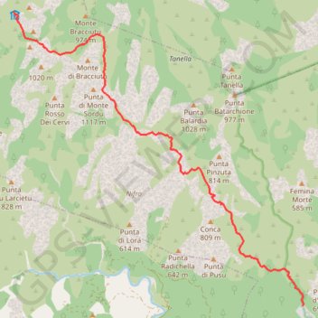 Itinéraire GR20 Conca - Paliri, distance, dénivelé, altitude, carte, profil, trace GPS