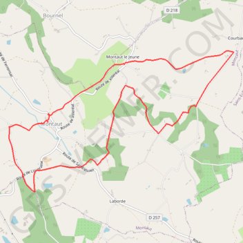 Itinéraire Montaut, la boucle de Lafaurie - Pays du Dropt, distance, dénivelé, altitude, carte, profil, trace GPS