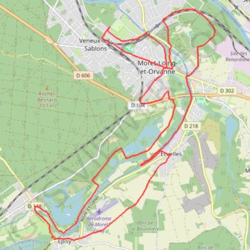 Itinéraire Rando autour de Morêt-sur-Loing (77), distance, dénivelé, altitude, carte, profil, trace GPS