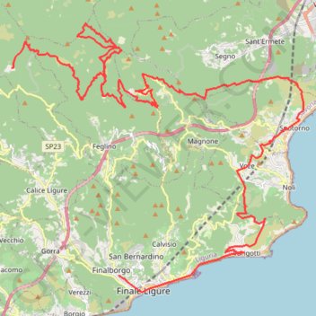Itinéraire J7_Base-FinaleLigure, distance, dénivelé, altitude, carte, profil, trace GPS