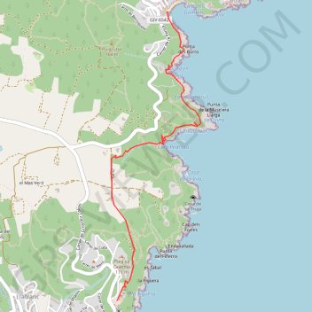 Itinéraire Rando tamariu - phare san sebastian, distance, dénivelé, altitude, carte, profil, trace GPS