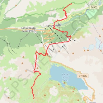Itinéraire Route from Refuge du Petit Mont-Cenis to Refuge de Vallonbrun, distance, dénivelé, altitude, carte, profil, trace GPS