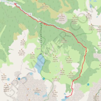 Itinéraire 1.Orlu - En Beys, distance, dénivelé, altitude, carte, profil, trace GPS