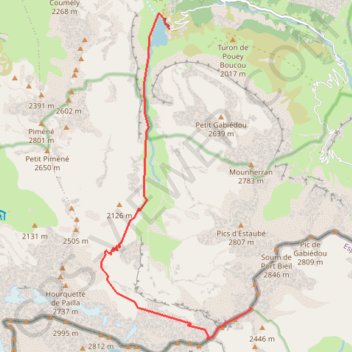 Itinéraire Pic Blanc d'Estaubé, distance, dénivelé, altitude, carte, profil, trace GPS