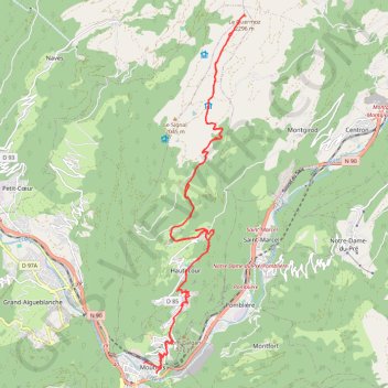 Itinéraire Moutiers - Quermoz, distance, dénivelé, altitude, carte, profil, trace GPS