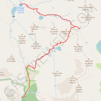 Itinéraire J2 Refuge de Nice - Lac Niré - Baisse du Basto - Lac Autier - Pont du Countet, distance, dénivelé, altitude, carte, profil, trace GPS