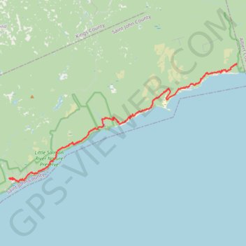 Itinéraire Fundy Footpath, distance, dénivelé, altitude, carte, profil, trace GPS