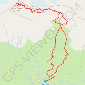Itinéraire Pointe de la Sana, distance, dénivelé, altitude, carte, profil, trace GPS