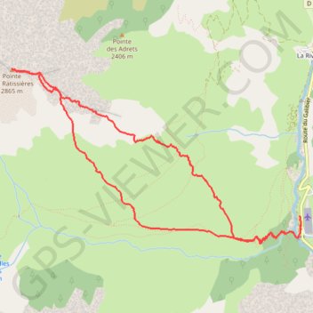 Itinéraire Pointe des Ratissières, distance, dénivelé, altitude, carte, profil, trace GPS