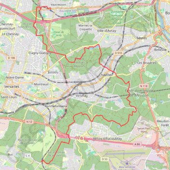 Itinéraire Vaucresson au Petit-Jouy-les-Loges, distance, dénivelé, altitude, carte, profil, trace GPS