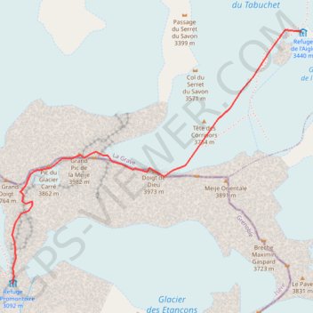 Itinéraire La Meije - Grand Pic, distance, dénivelé, altitude, carte, profil, trace GPS