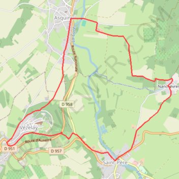Itinéraire Autour de Vézelay, distance, dénivelé, altitude, carte, profil, trace GPS
