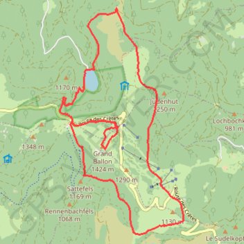 Itinéraire Autour du ballon de Guebwiller, distance, dénivelé, altitude, carte, profil, trace GPS