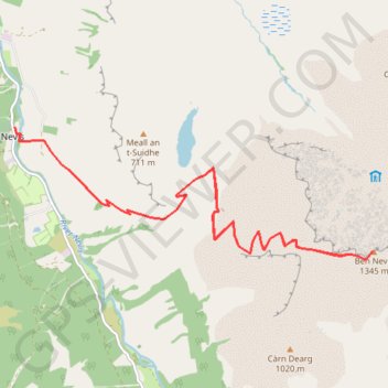 Itinéraire Ben Nevis by the Mountain Path, distance, dénivelé, altitude, carte, profil, trace GPS