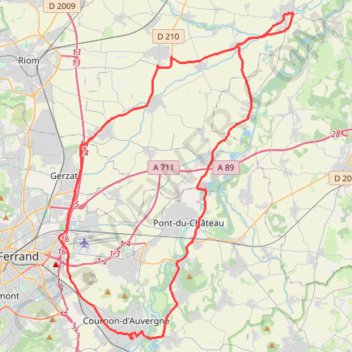 Itinéraire Plaine de Limagne - Cournon-d'Auvergne, distance, dénivelé, altitude, carte, profil, trace GPS