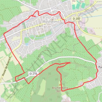 Itinéraire Bischenberg, distance, dénivelé, altitude, carte, profil, trace GPS