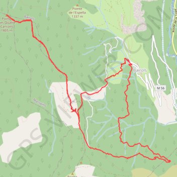 Itinéraire La pointe des quatre cantons, distance, dénivelé, altitude, carte, profil, trace GPS