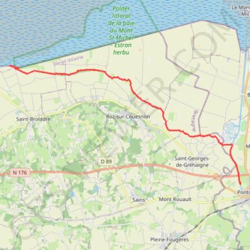Itinéraire De Pontorson à la chapelle Sainte-Anne, distance, dénivelé, altitude, carte, profil, trace GPS
