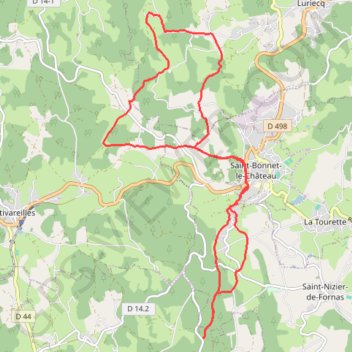 Itinéraire Autour de Saint-Bonnet le Château, distance, dénivelé, altitude, carte, profil, trace GPS